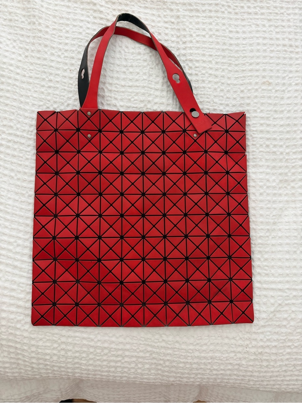 BAOBAO Geometric Red Tote Bag with Black Accents